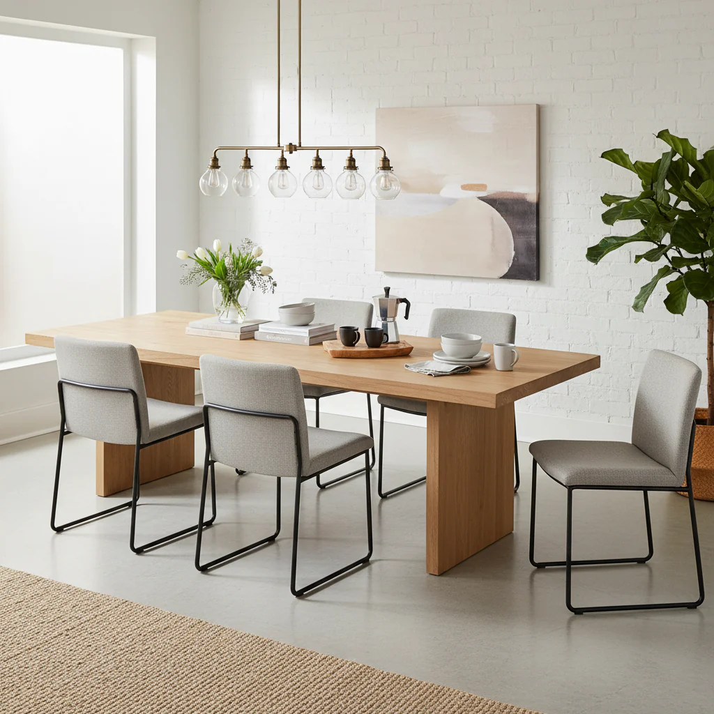 Live Edge Rectangular Dining Table with Steel Bowties – Brown, Seats 8