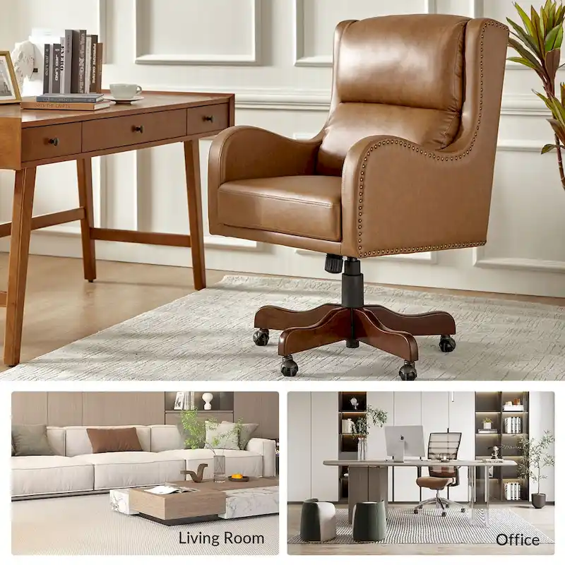 Pete Faux Leather Adjustable Height Swivel Executive Chair with Tilt Mechanism by HULALA HOME