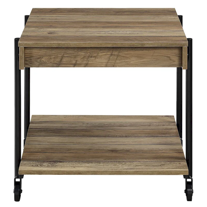 Farmhouse Steel 2-Piece Coffee Table Set with Shelf