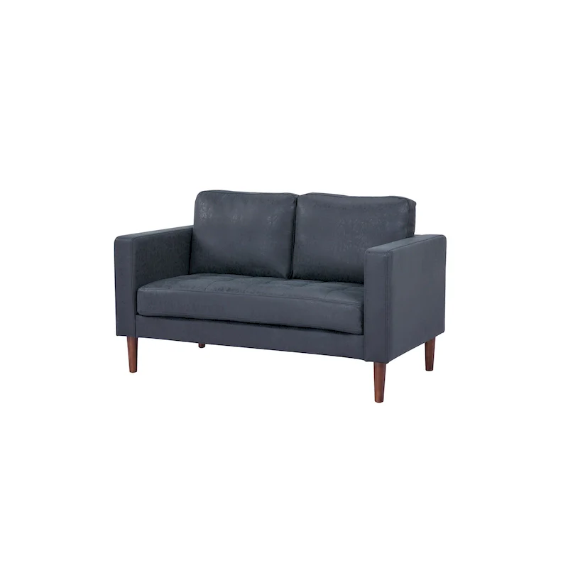 Tufted Faux Leather Loveseat Sofa, 2-Seat, Grey / Camel / Black / Green