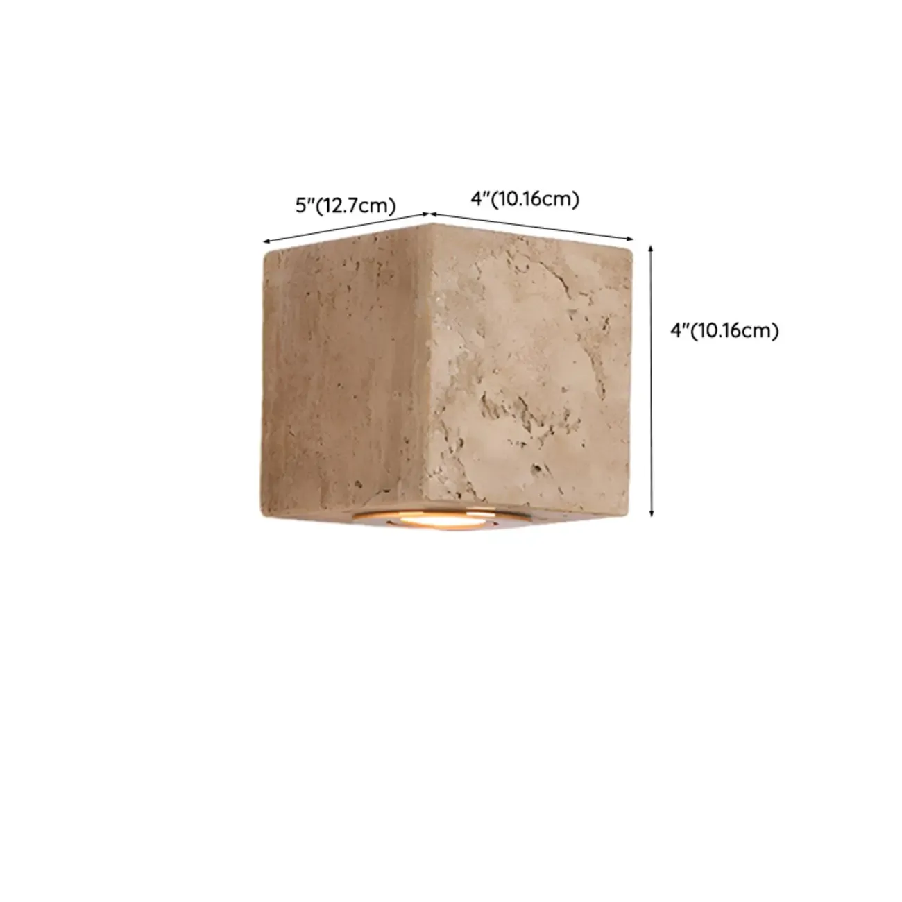 Modern Stone Beige Cube with Globe Wall Sconce