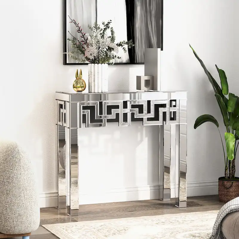 Modern Grecian Venetian Mirrored Console Table