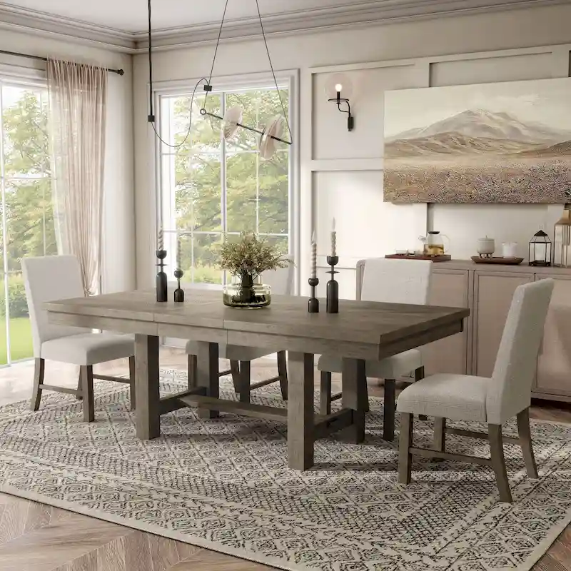 Rustic Grey Wood 5-Piece Dining Table Set by