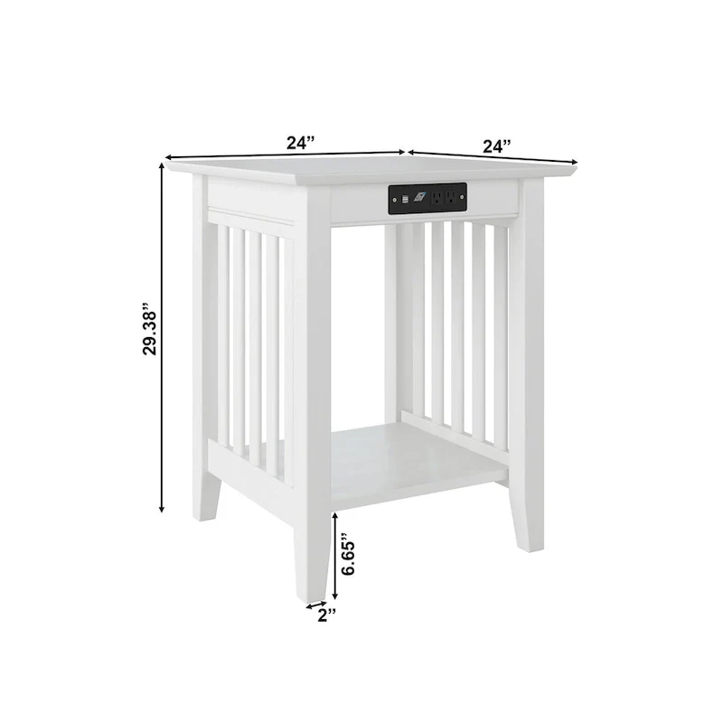 AFI Mission Printer Stand with Built-in Charger in White