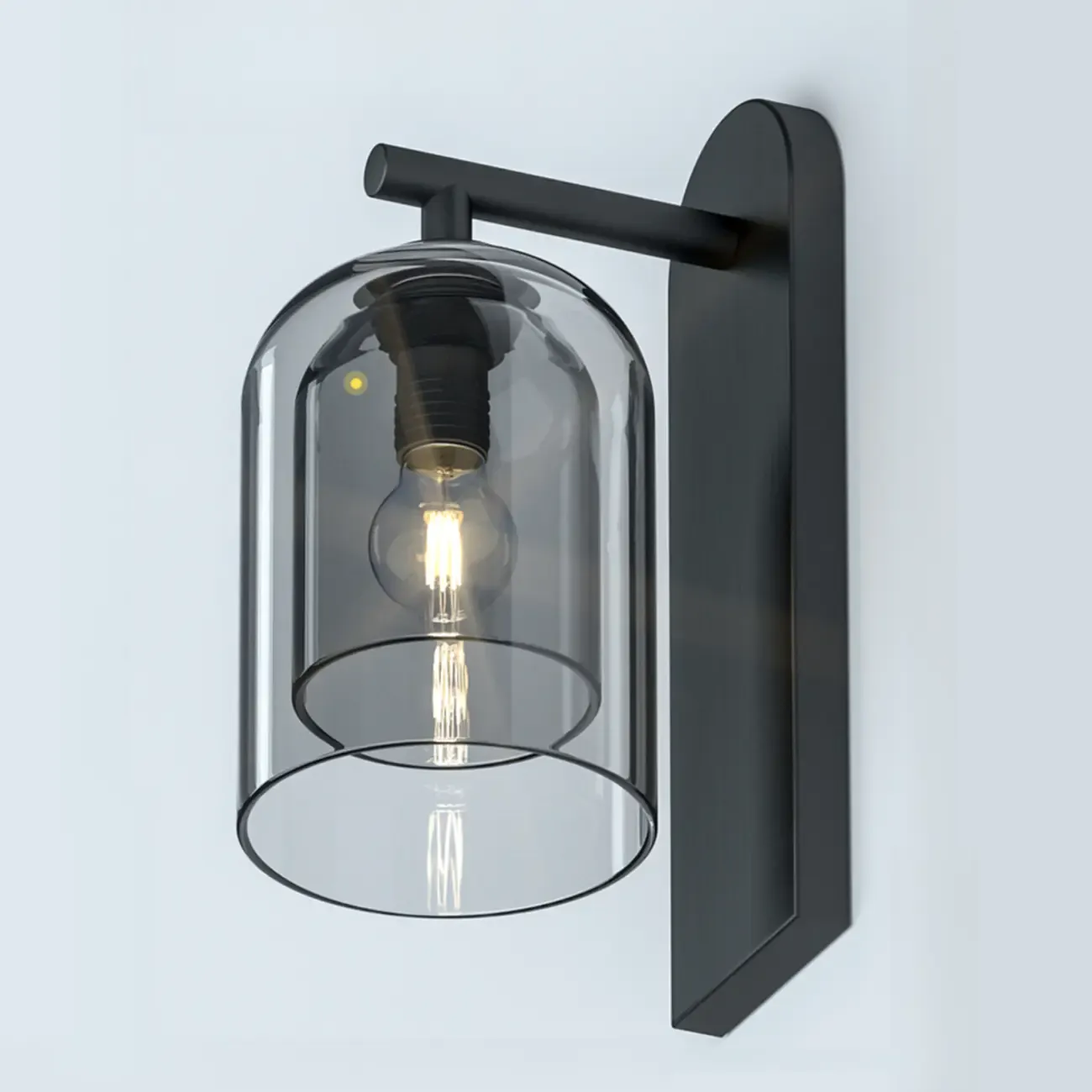 1-Light Double Shade Glass Ambient Wall Sconce