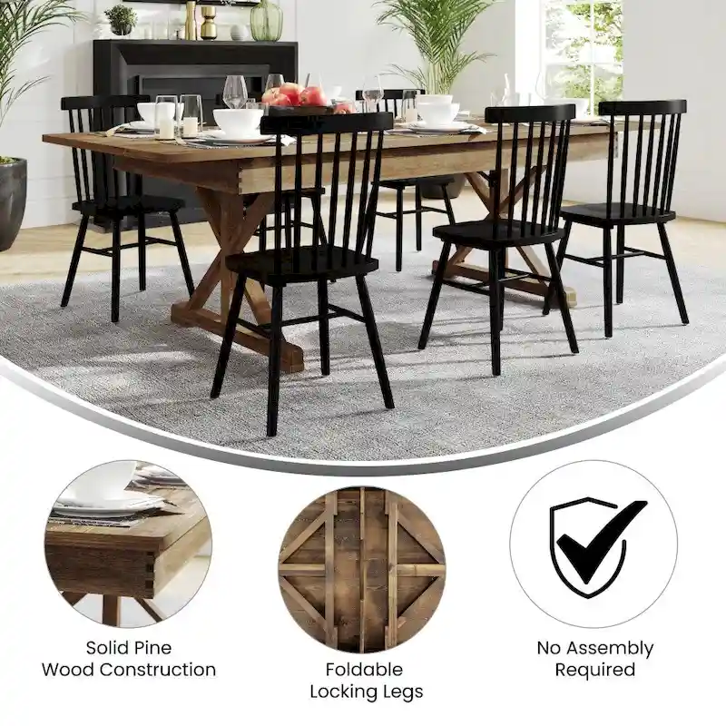 8' x 40 Rectangular Antique Rustic Solid Pine Folding Dining Table