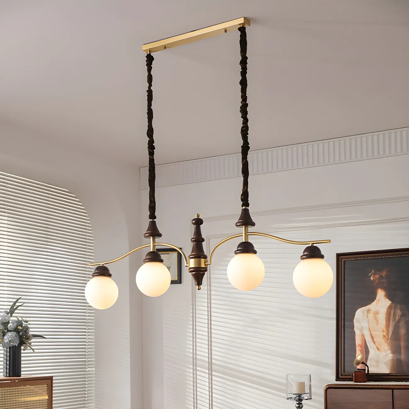 Kitchen Modern Brown Glass Globe Island Pendant Light