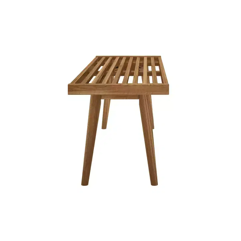 Mid-Century Solid Wood Bench – Black/Clay/Natural/Pecan/Teal/Walnut/White/Yellow – Seats 1
