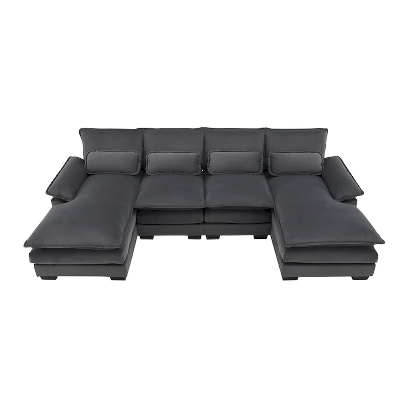 Modern Upholstered 6-Seat Modular U-Shaped Sleeper Sectional Sofa