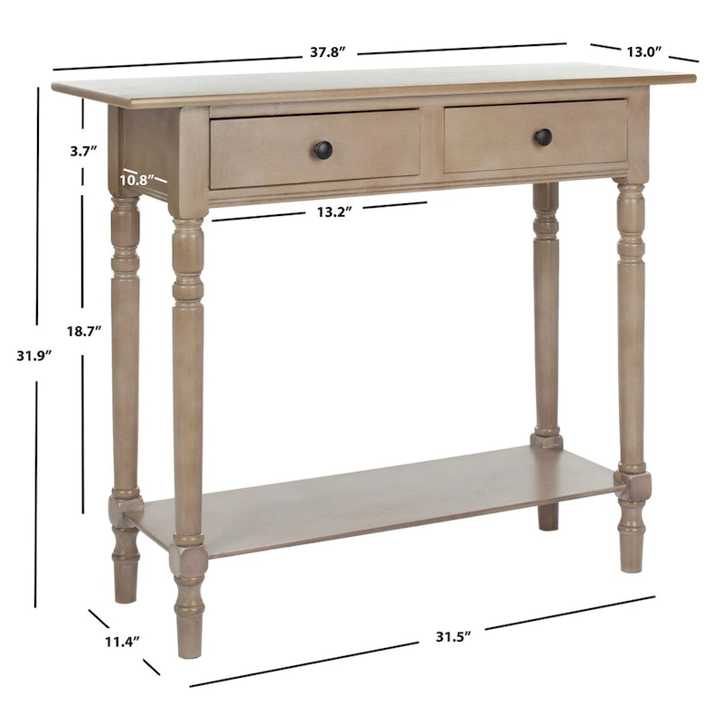SAFAVIEH Arvilla Grey 2-Drawer Console Table - 37.8 x 13 x 31.9 - 38Wx13Dx32H
