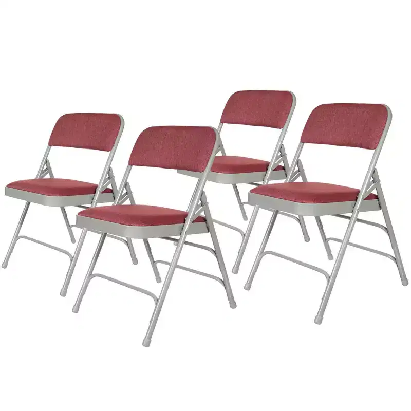 Set of 4 Deluxe Fabric Padded Triple Brace Folding Chairs - Hampden Furnishings