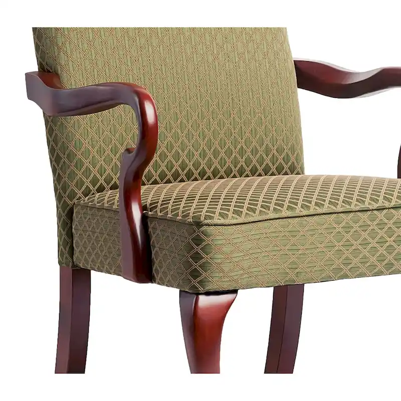 Gooseneck Accent Chair – Red / Beige / Blue / Green, Cherry Finish, Single Seat
