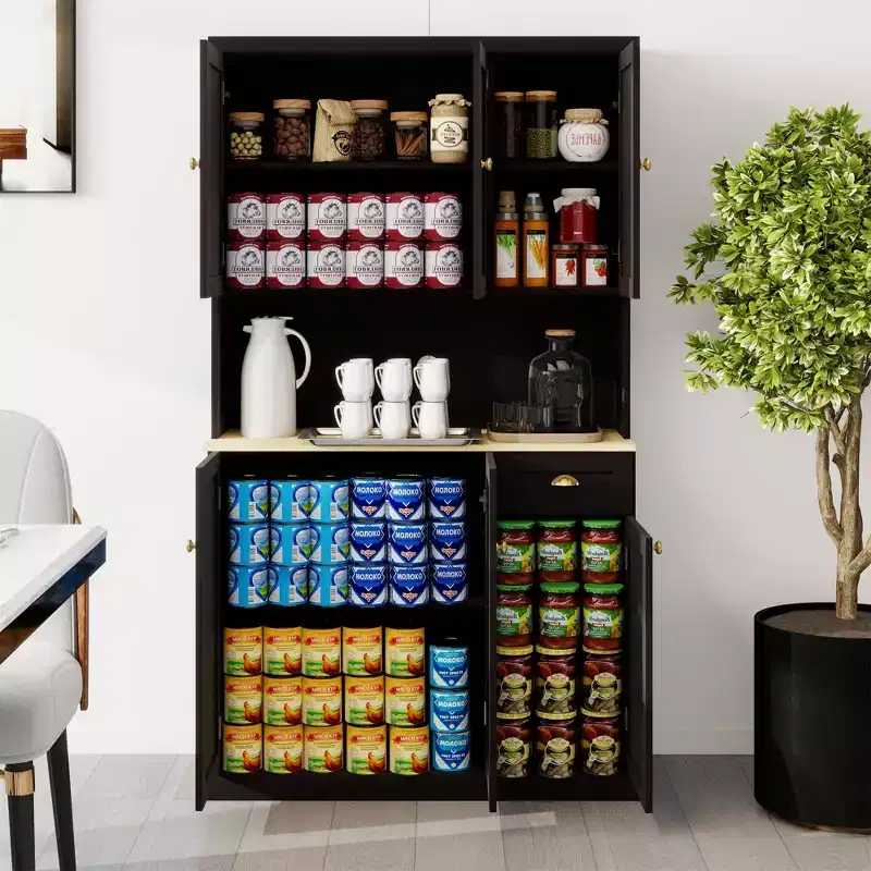 AndMakers Wood 39.76 in. Pantry Cabinet with Adjustable Shelves