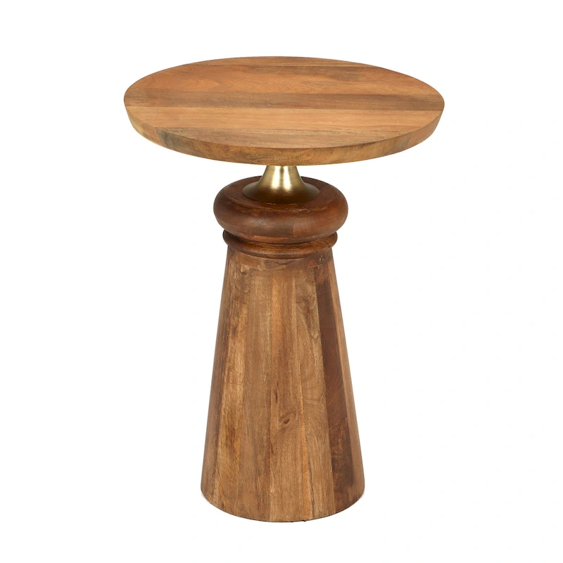 Christopher Knight Home Mango Wood and Metal Pedestal End Table