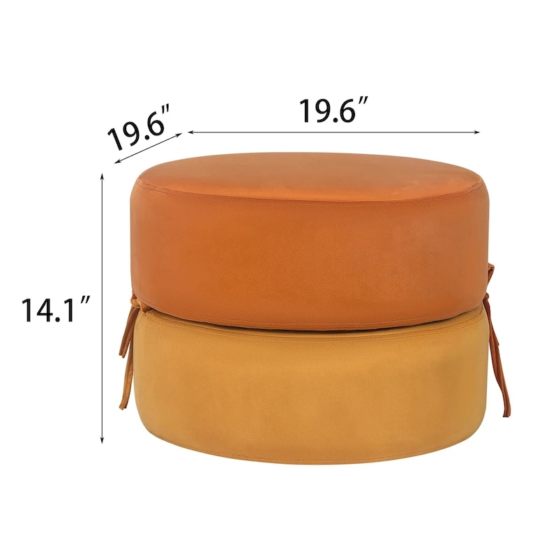 Adeco Round Pouf Upholstered Footrest Ottoman