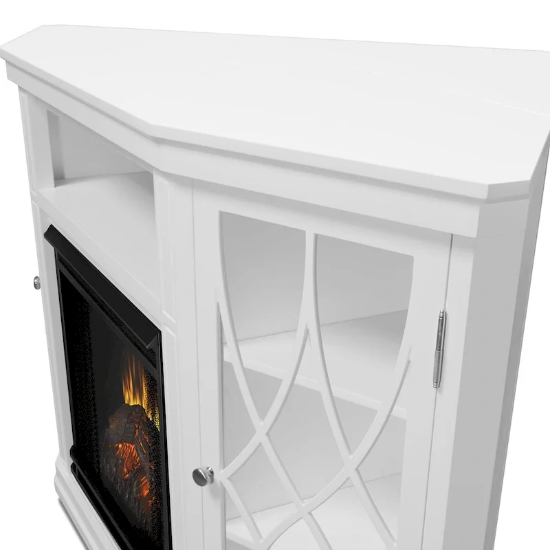 Lynette 56 TV Stand Electric Fireplace White by Real Flame