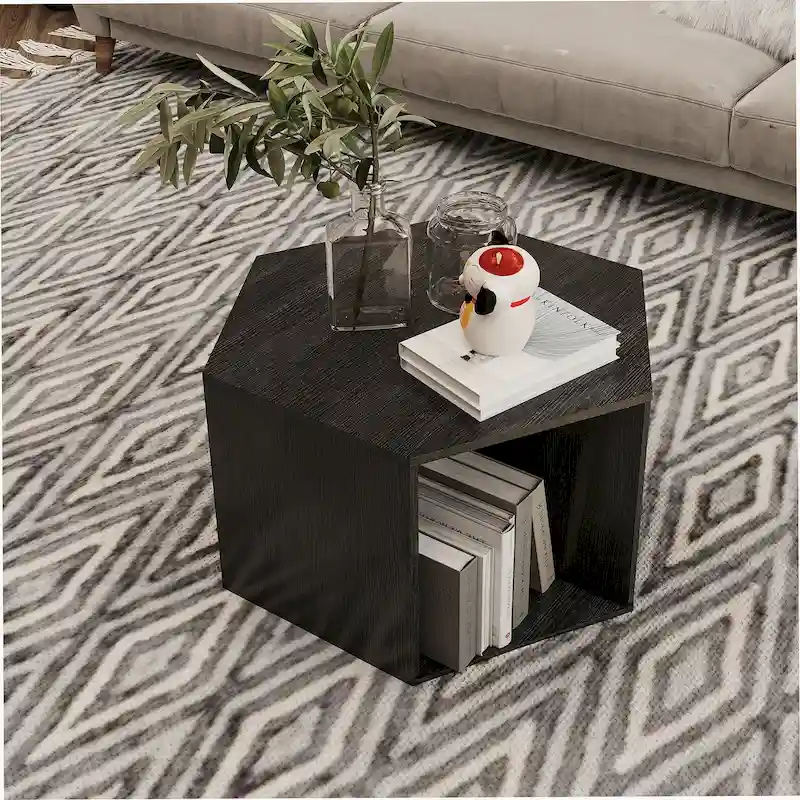 White Hexagonal Coffee Table Set of 2