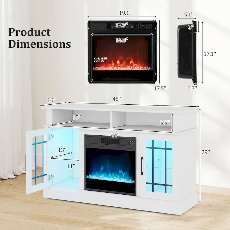 Costway TV Stand with Electric Fireplace LED Lights Remote Controls - See Details