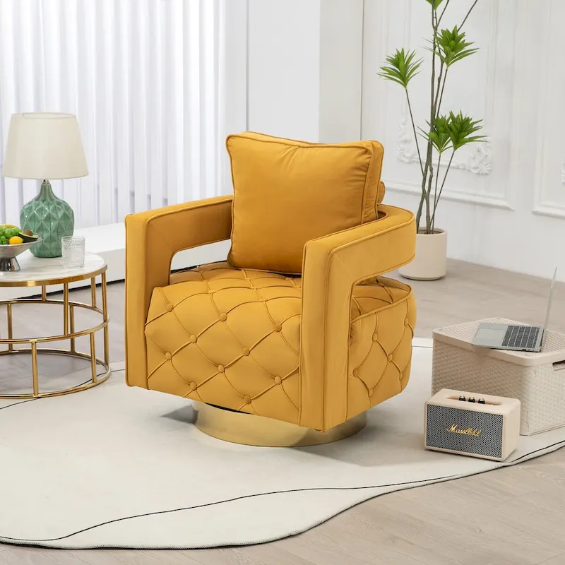 Fabric pull buckle living room rotating leisure chair, reception and negotiation chair