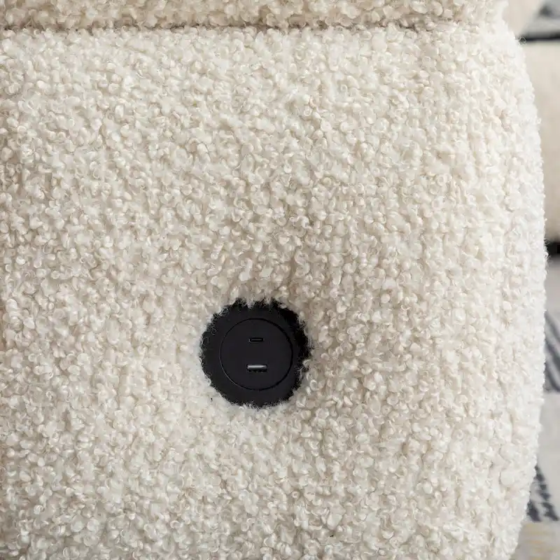 87.7  Sectional Sofa Cozy Teddy Fleece Fabric Sectional Sofa Couch