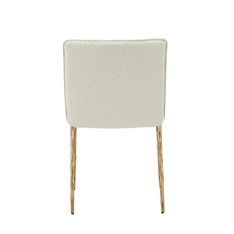 Cid Abby 19 Inch Side Dining Chair, Off White, Brass Gold Finished Legs