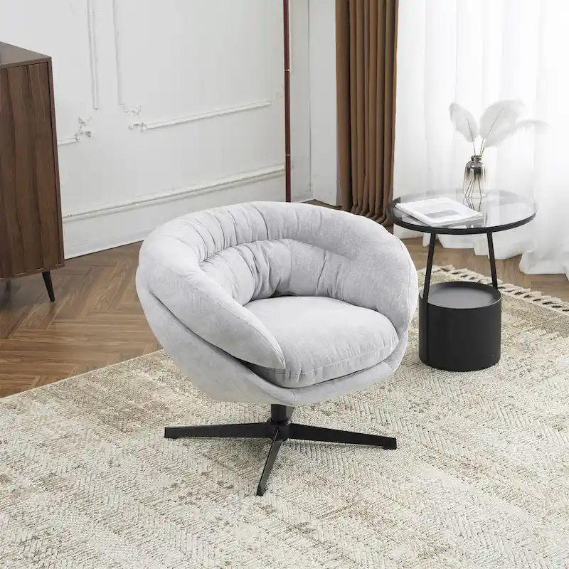 Chenille Upholstered Swivel Club Chair