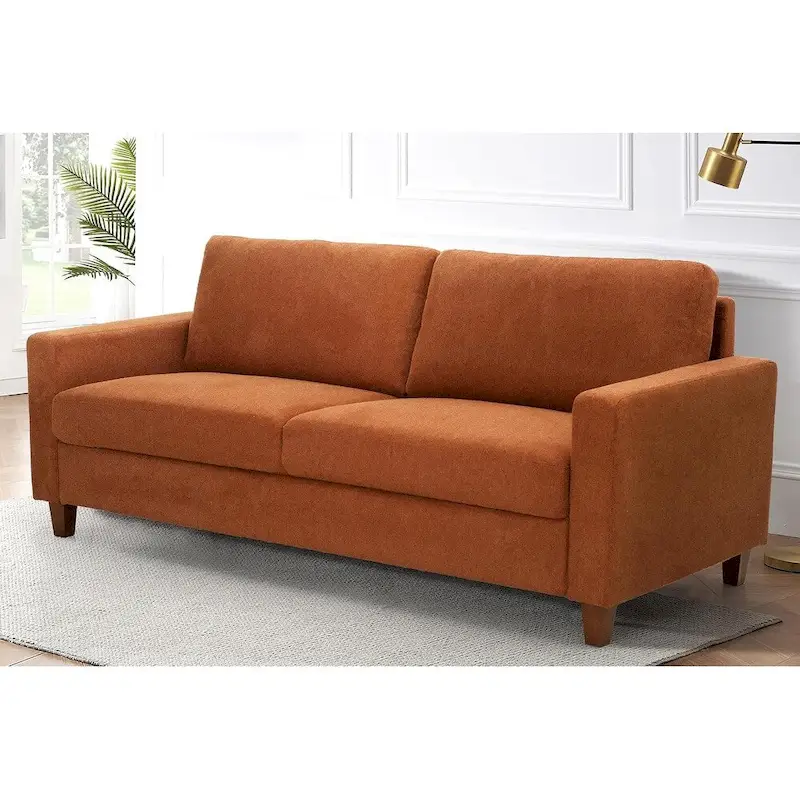 Miles Mid Century Modern Couch 3 Seater Sofa with Reversible Back Pillows Large