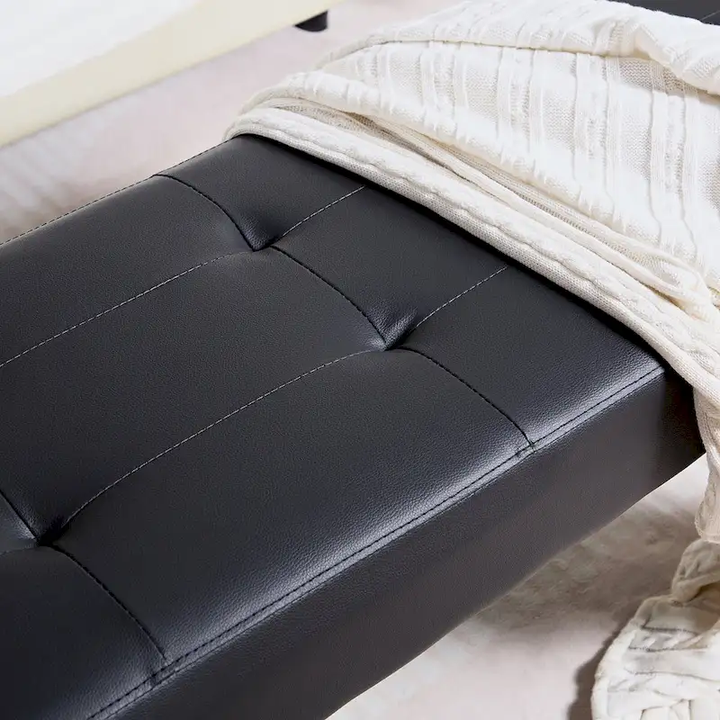 Upholstered Entryway Bench, Faux Leather Bedroom/Living Room Bench, Acrylic Base 44.7-inch