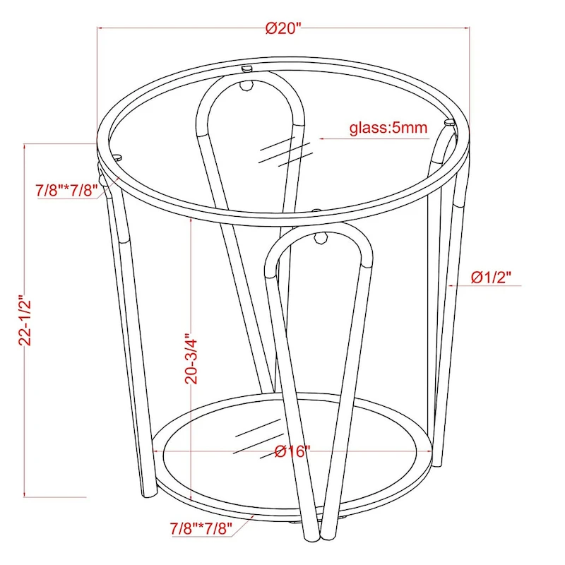 Gables Glam 20-inch Glass Top 1-Shelf End Table by Furniture of America