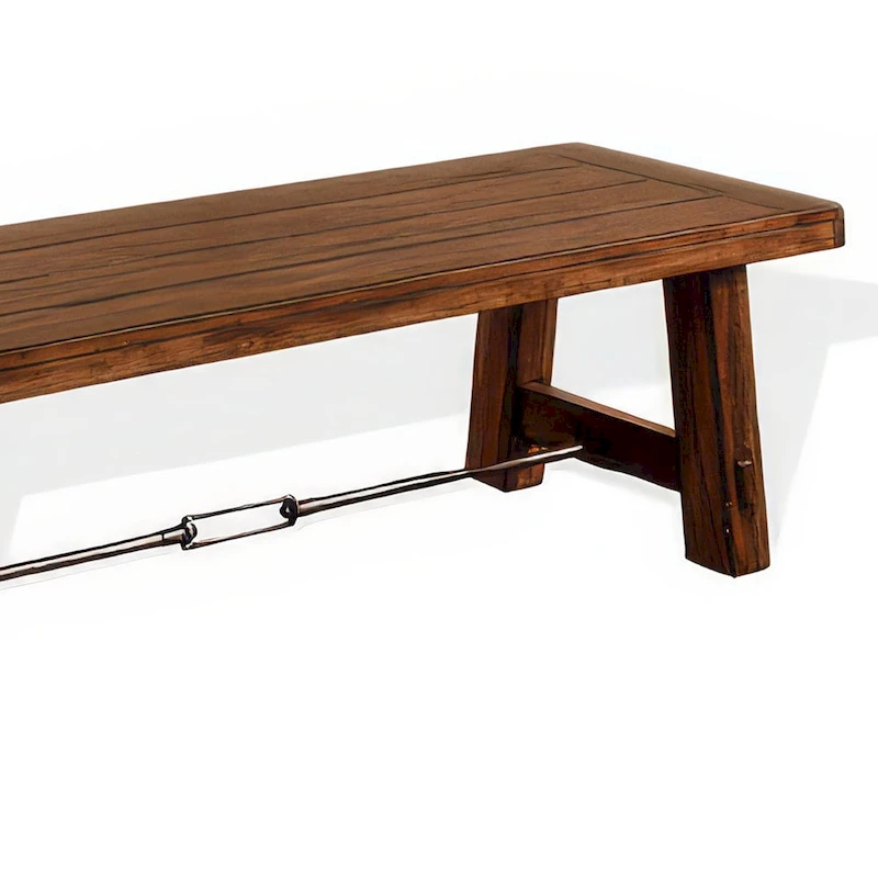 Reggie Dining Bench, Brown Mahogany Wood, Turnbuckle Accents, 64 Inch