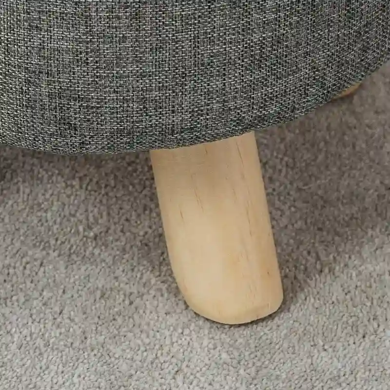 Adeco Modern Round Ottoman Home Footrest Stool/ Linen Fabric Seat Pouf