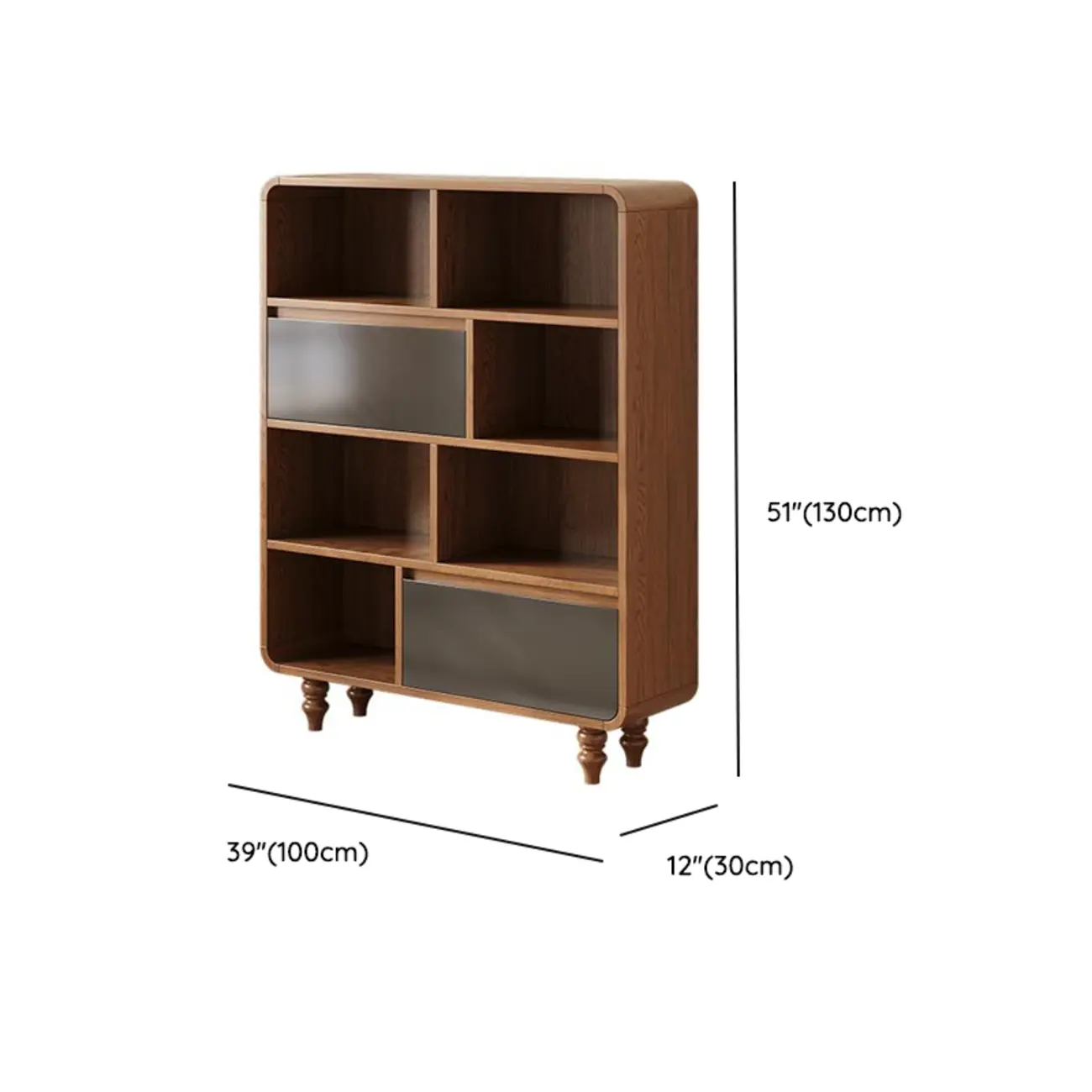 Mid-Century Modern Wooden Vertical Display Bookcase