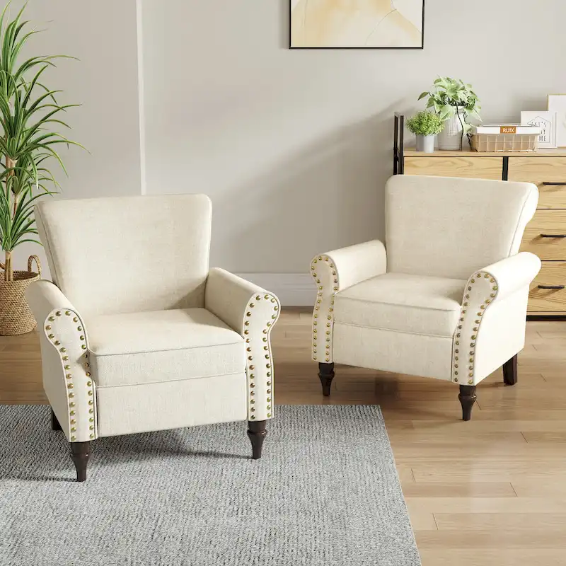Living Room Armchair with Nailhead Trim - 29.9W x 29.9H x 32.9D