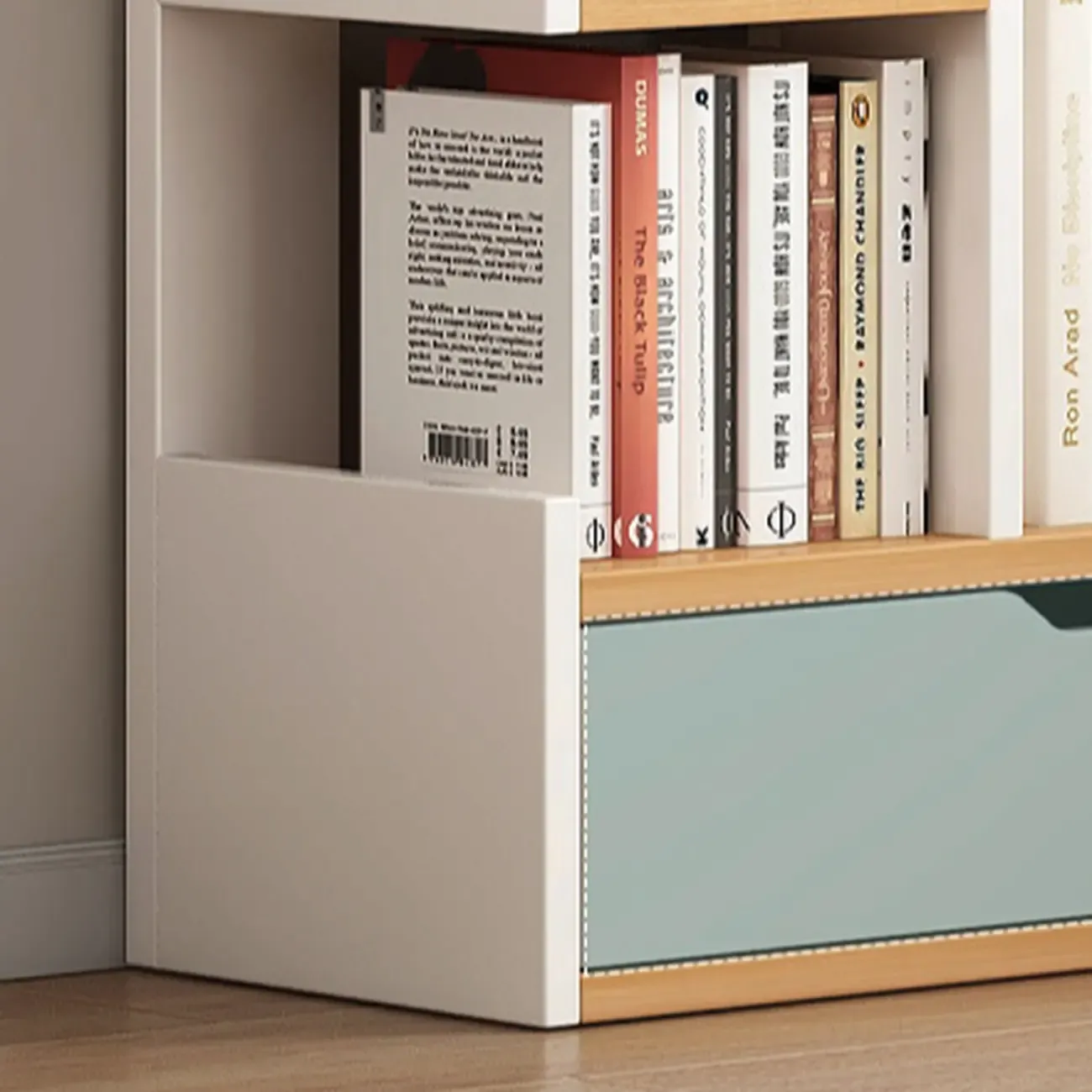 Modern Open Back 9 Shelves White Wooden Bookshelf