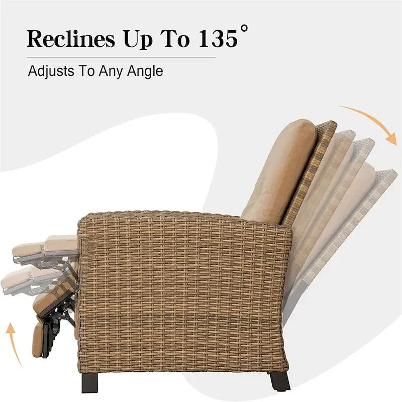 CUSchoice All-Weather Wicker Recliner with Cushion