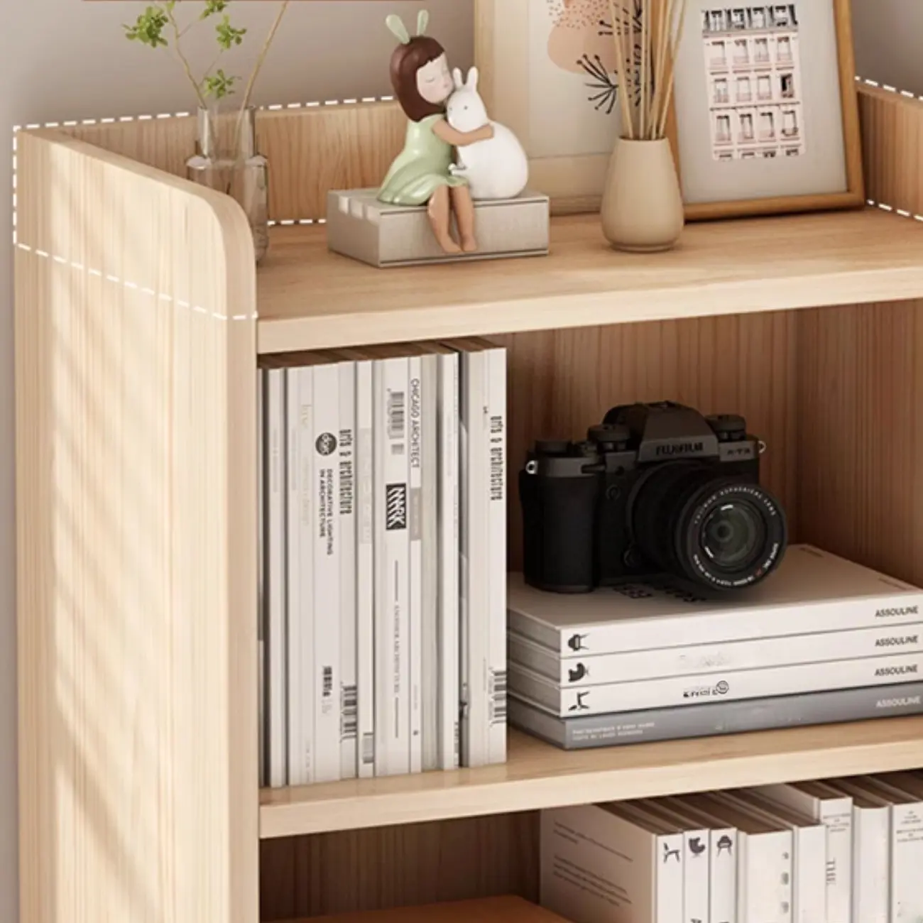 Natural Pine Vertical 6-Tier Barrister Closed Back Bookcase