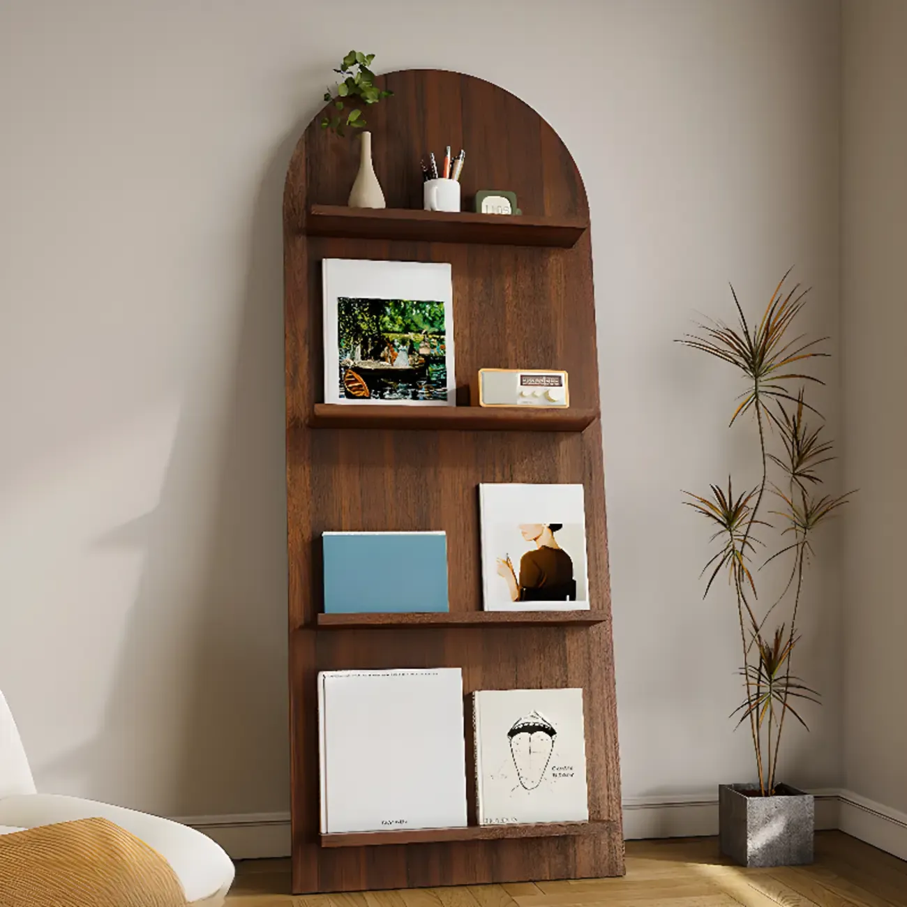 Scandinavian Solid Wood 4-Tier Ladder Bookcase