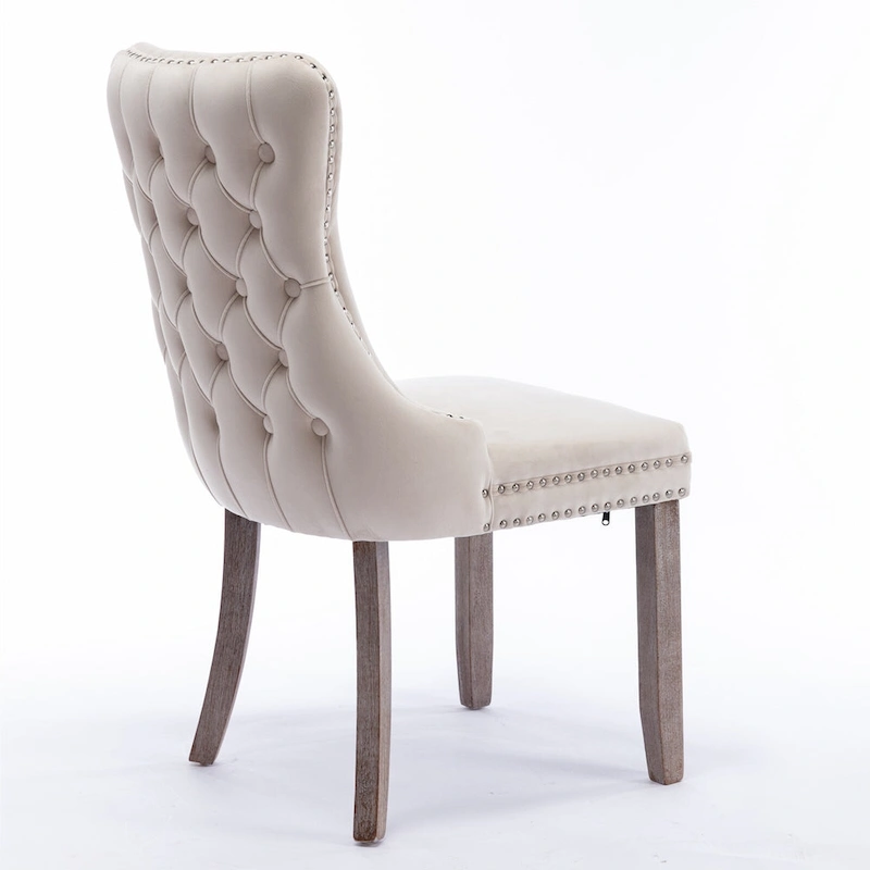 Velvet Upholstered Dining Chair with Wing Back Modern Kitchen Chair with Nailhead Trim Wood Frame Side Chair, Set of 2