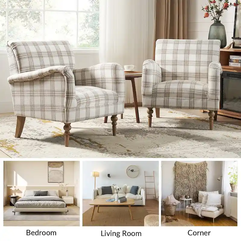 Mandan 29.5 Wide Traditional Accent Armchair with Solid Wood Legs Set of 2 by HULALA HOME