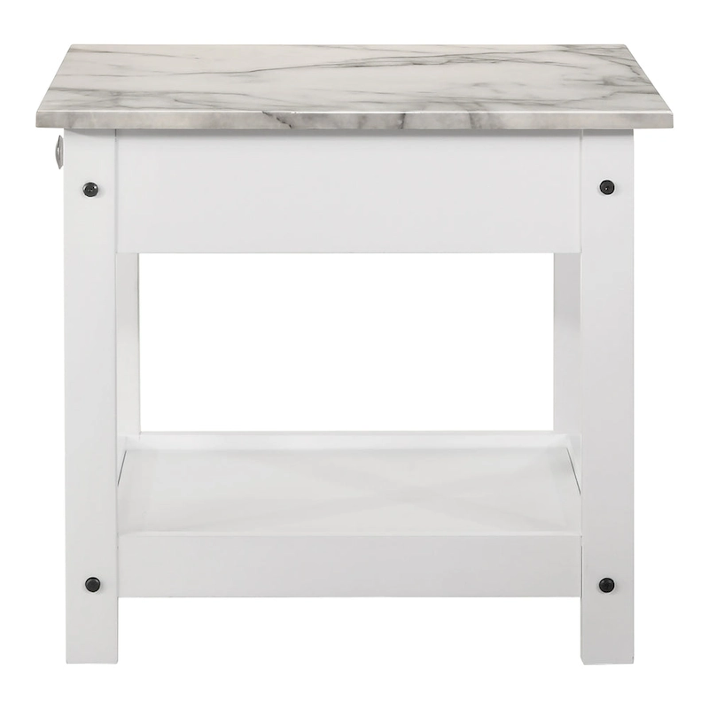 DH BASIC Transitional Rubberwood 3-Piece Open-Shelf Coffee Table and End Table Set with Drawer by Denhour