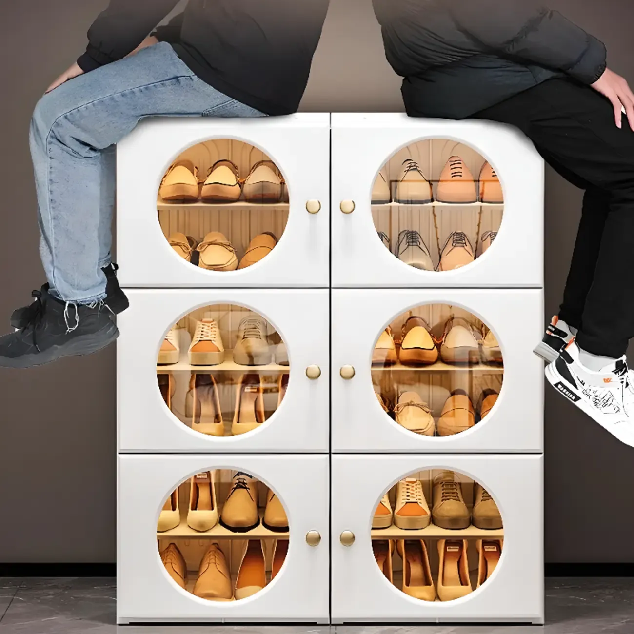 Space-efficient Modern Foldable White Plastic Shoe Cabinet