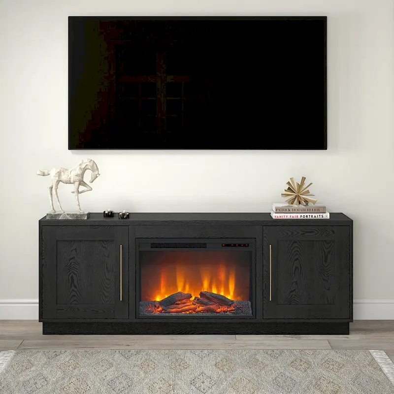 Tillman Rectangular TV Stand with Log Fireplace for TV's up to 75