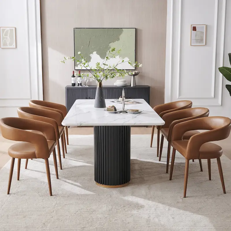 Modern Fort PU Leather Upholstered Dining Chair (Set of 6)