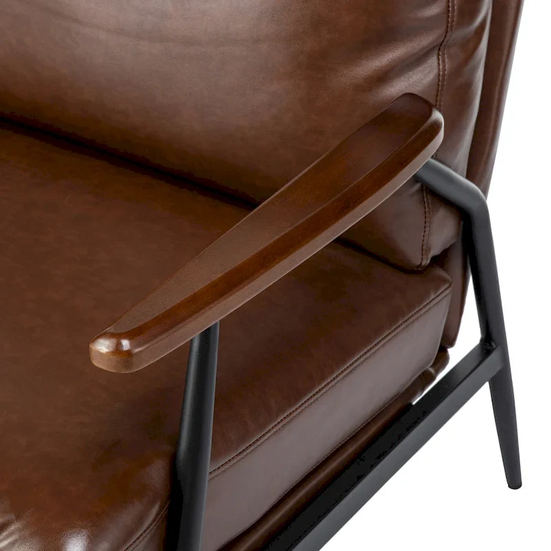 Glitzhome 28 W Mid-century Modern Soft PU Leather Accent Armchair - 28  W x 31  D x 30.75  H