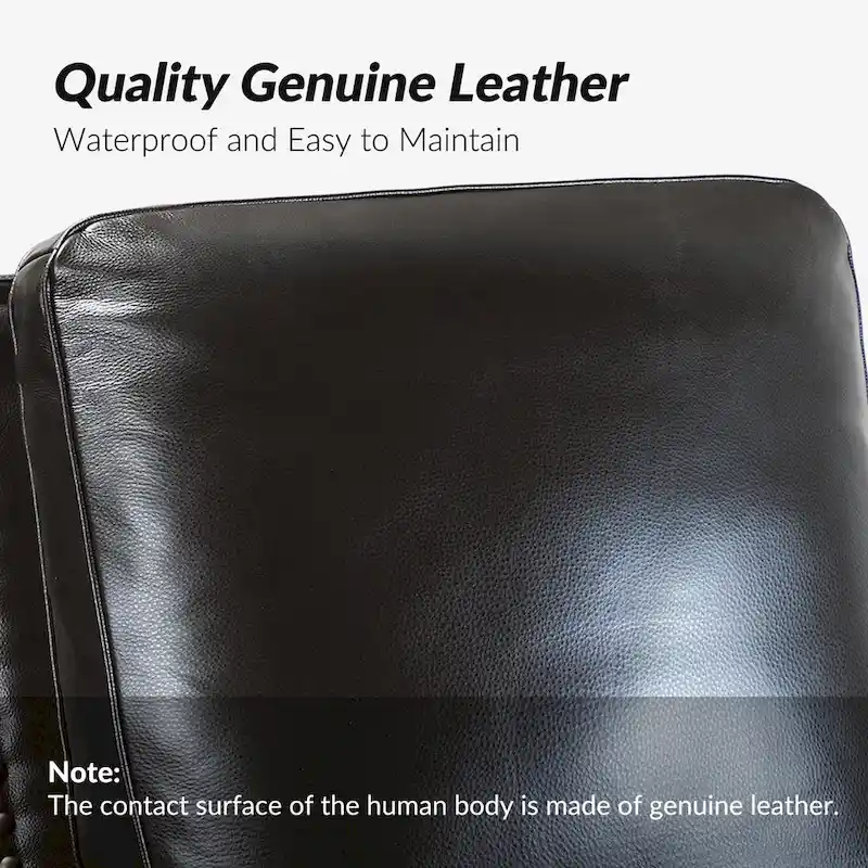 Cigar Mid-century Modern Genuine Leather Recliner with Nailhead Trim Set of 2 by HULALA HOME