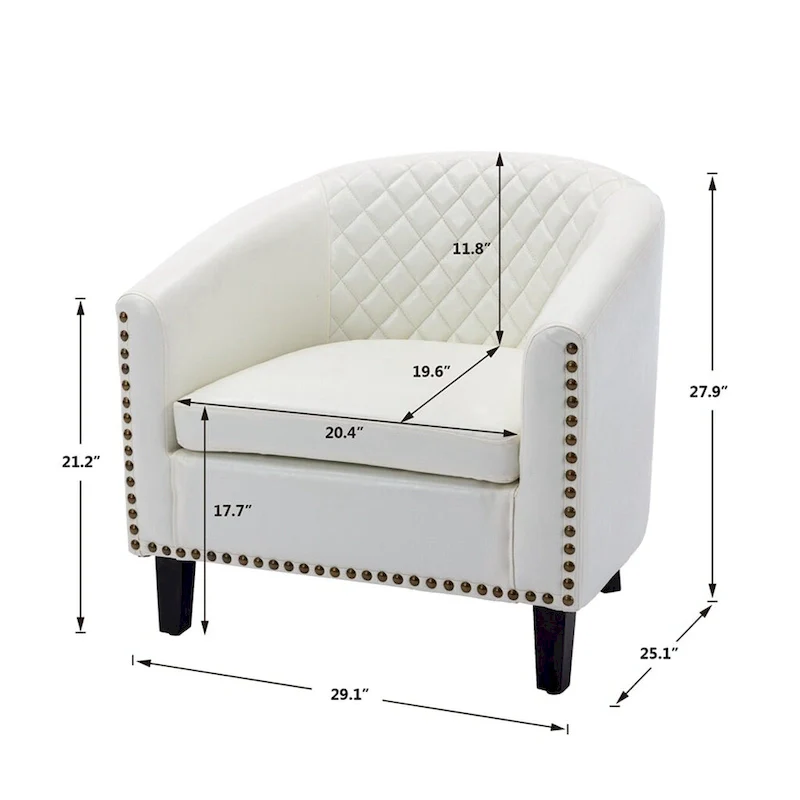 Barrel Accent Chair with Nailhead Trim and Solid Wood Legs