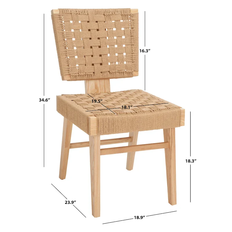 Woven Dining Chair Set of 2 - Natural Rattan Armless