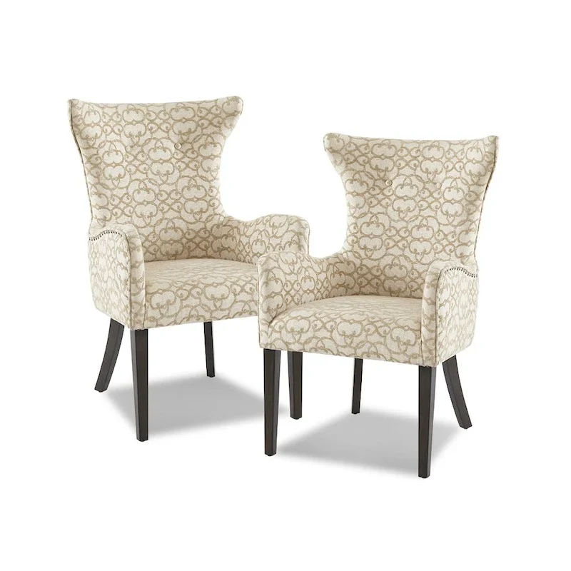 Arm Dining Chair Set of 2, Bronze Nailheads Trim Accent Chairs
