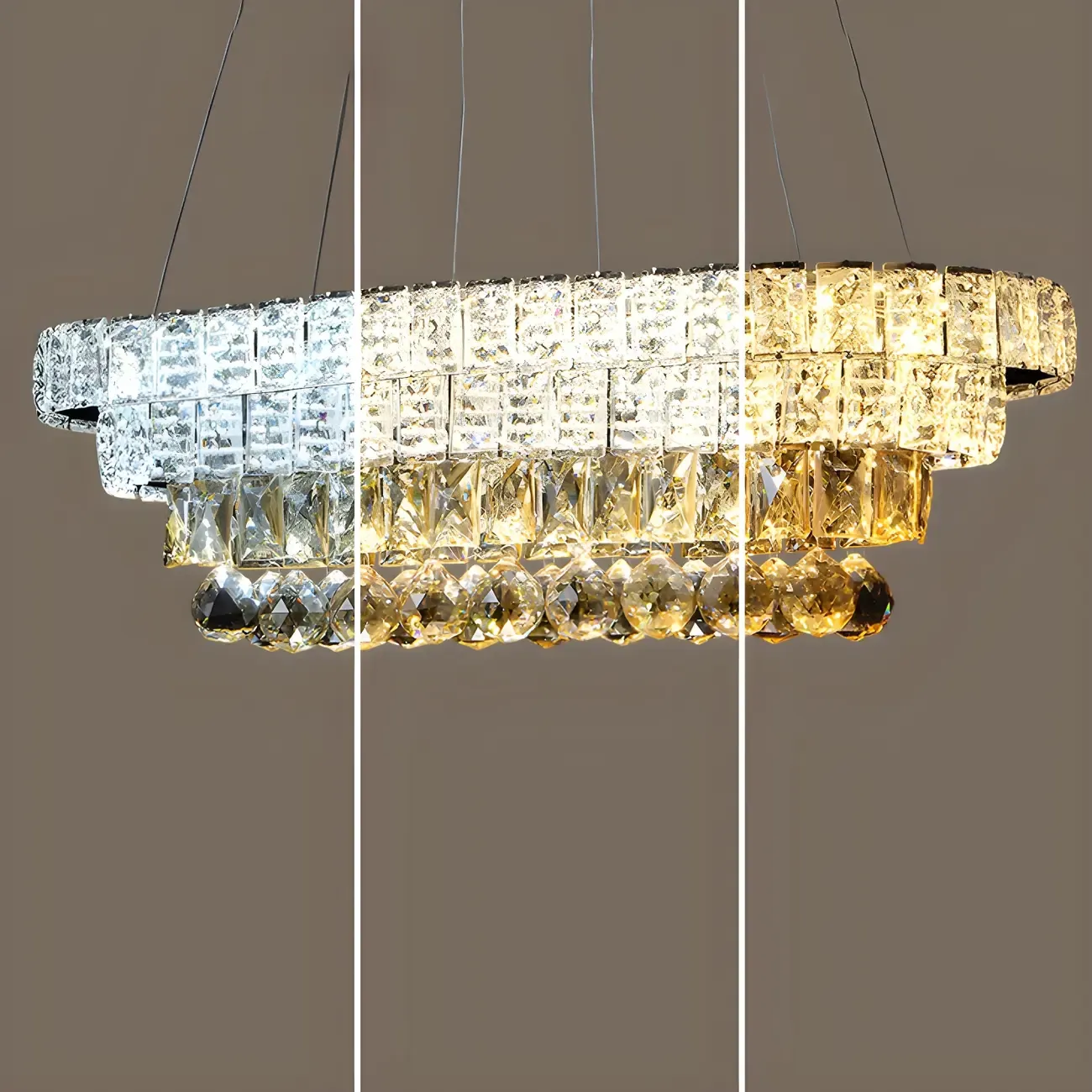 Elegant Gold/Silver Crystal Kitchen Island Pendant Light