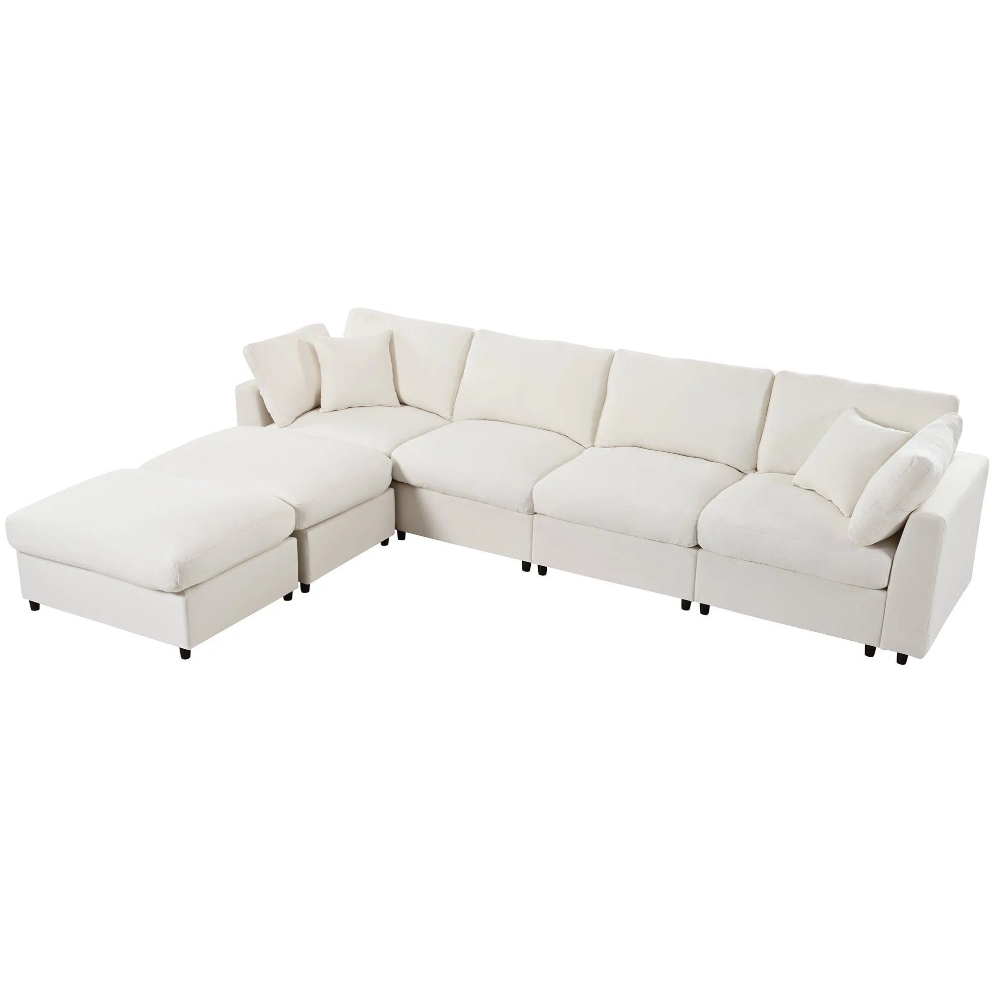 Modern Modular Chenille U-Shaped Sectional Sofa with Two Ottomans